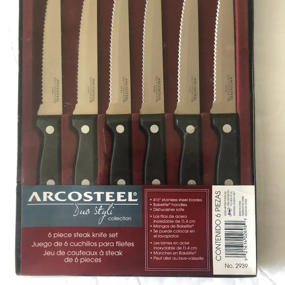 ARCOSTEEL 6 Piece VTG Stainless steel steak knife set 4.5